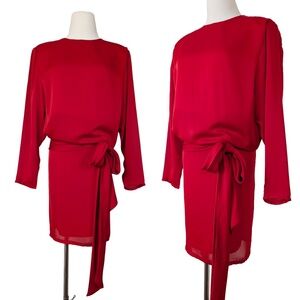 Vintage French Drop Waist Dress Size Large Red Midi